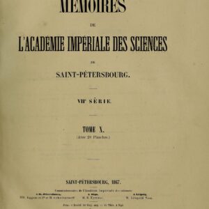 Publicación "Mém. Acad. Imp. Sci. Saint-Pétersbourg (1859-1897) Mémoires de l’Académie Impériale des Sciences de Saint Pétersbourg"